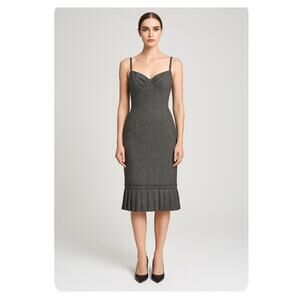 Vintage D&G Dolce & Gabbana Tweed Wool Blend Sheath Y2K Dress US 4 IT 40 Gray
